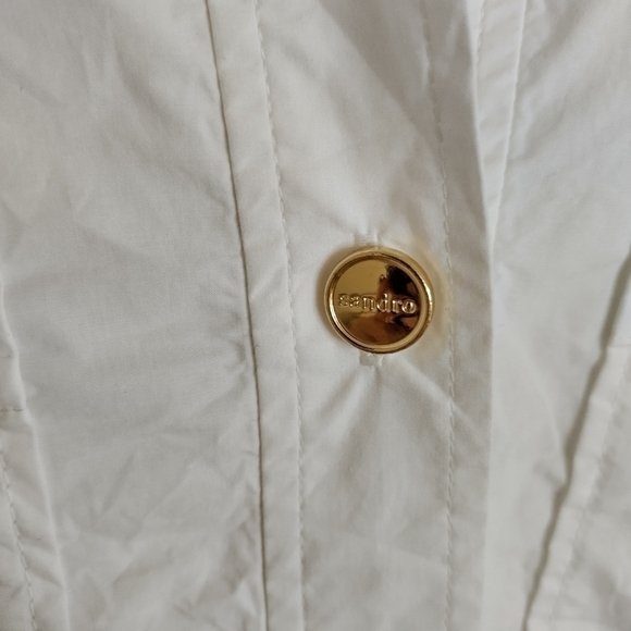 Sandro Abby oversized cotton shirt sleeve button down shirt sz 8 - Picture 6 of 9